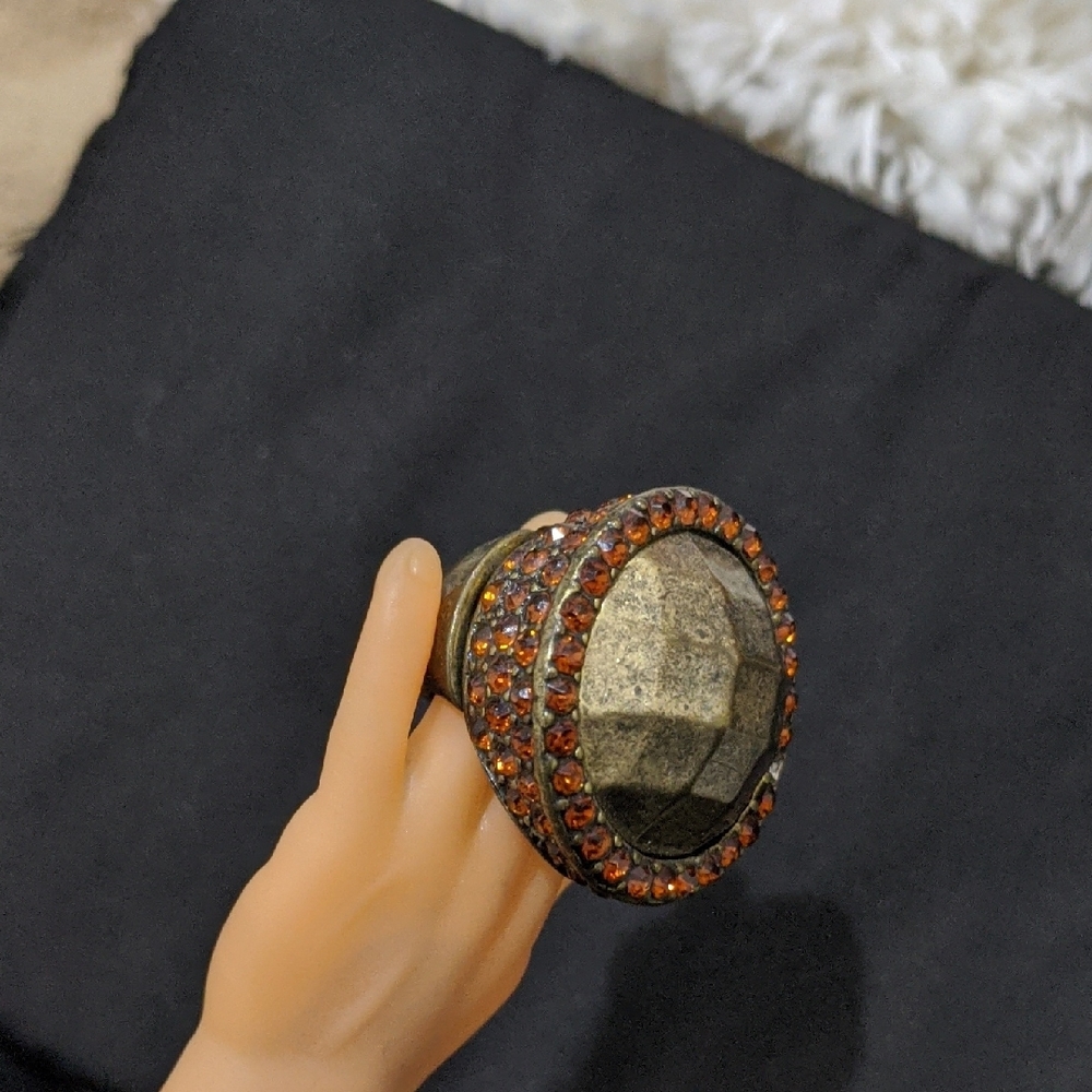 Vintage Gold and Orange Statement Ring
